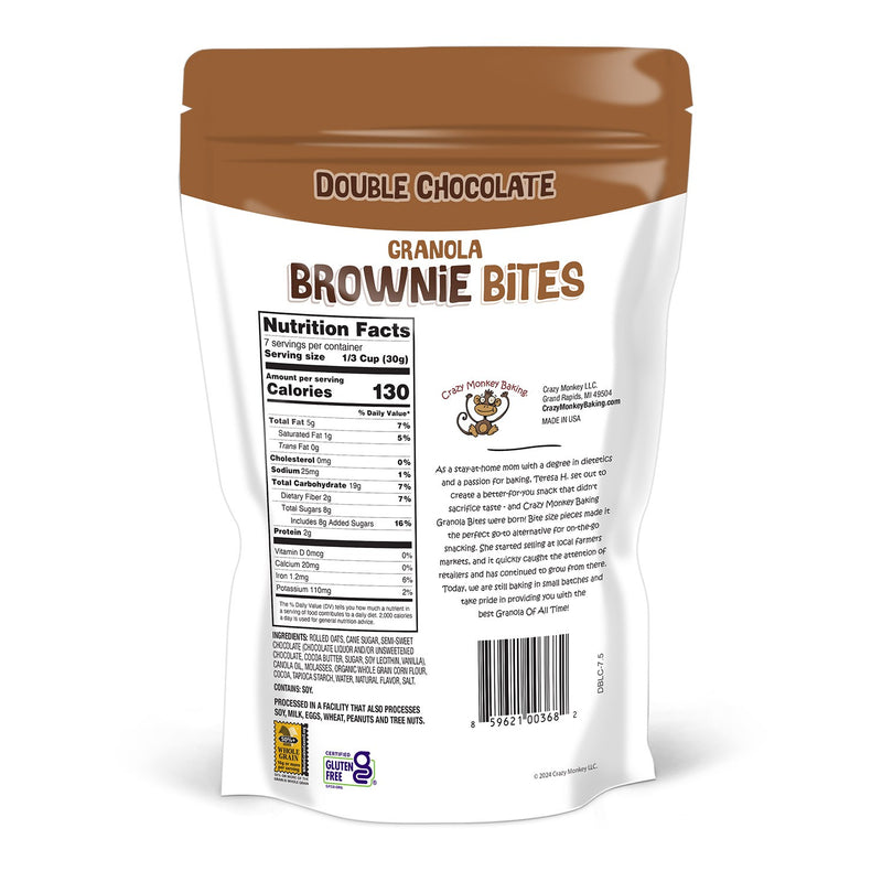 7.5 oz. Crazy Monkey Double Chocolate Granola Brownie Bites